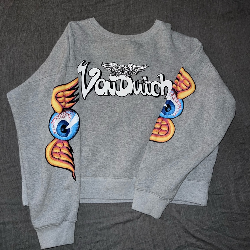 Gray Von Dutch Sweatshirt with Eye Graphics